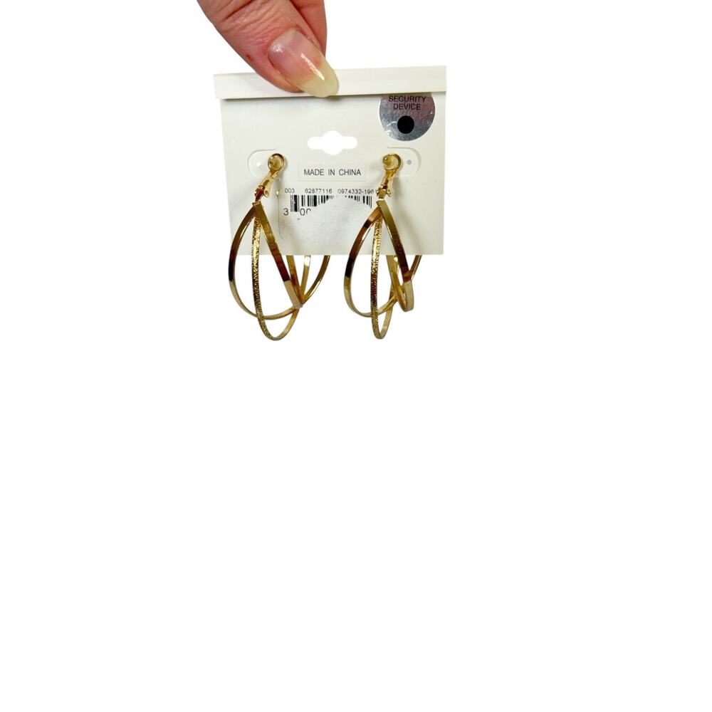 NOIR Rose Gold Tone Multi Hoop Earrings New Costume Jewelry - Picture 3 of 5